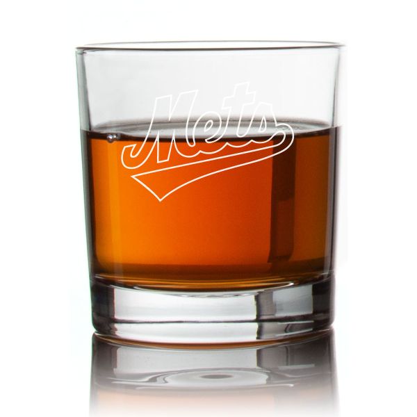 Engraved Mets Rocks Glass - Personalized Whiskey Glasses - Man Cave Gift Ideas - Gifts For Him - Baseball Fanatics - 2pcs