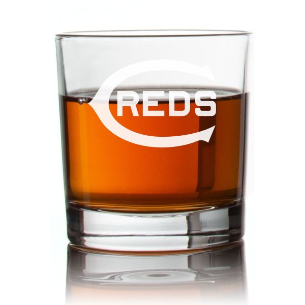 Engraved Cincinnati Reds Rocks Glass - Personalized Whiskey Glasses - Man Cave Gift Ideas - Gifts For Him - Baseball Fanatics - 2pcs