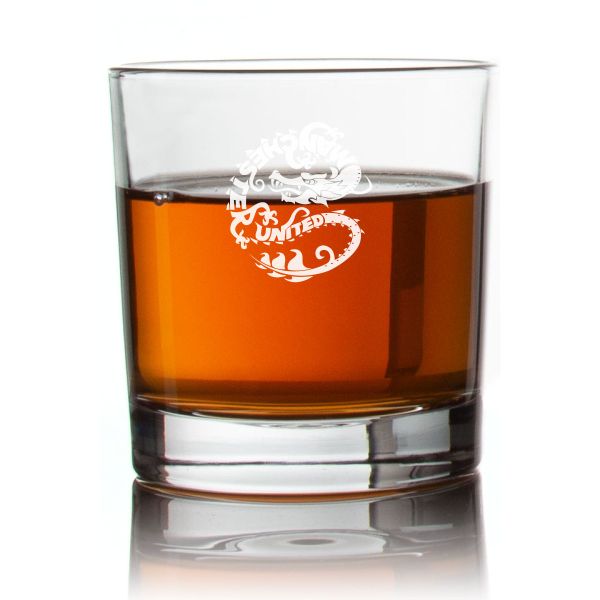 Engraved Manchester United Dragon Rocks Glass - Personalized Whiskey Glasses - Man Cave Gift Ideas - Gifts For Him - Soccer Fanatics - 2pcs