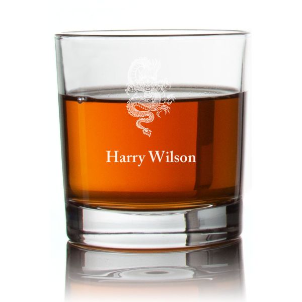 Engraved Dragon Rocks Glass - Personalized Whiskey Glasses - Man Cave Gift Ideas - Gifts For Him - 2pcs
