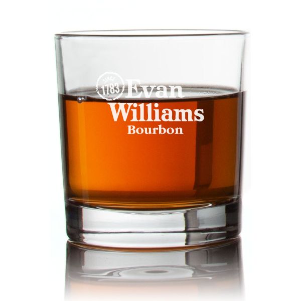 Engraved Evan Williams Rocks Glass - Personalized Whiskey Glasses - Man Cave Gift Ideas - Gifts For Him - 2pcs
