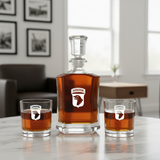 Engraved Airborne - Personalized Crown Decanter Set with Old Fashioned Whiskey Glasses