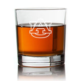 Engraved Auburn University Initials Rocks Glass - Personalized Whiskey Glasses - Man Cave Gift Ideas - Gifts For Him - 2pcs