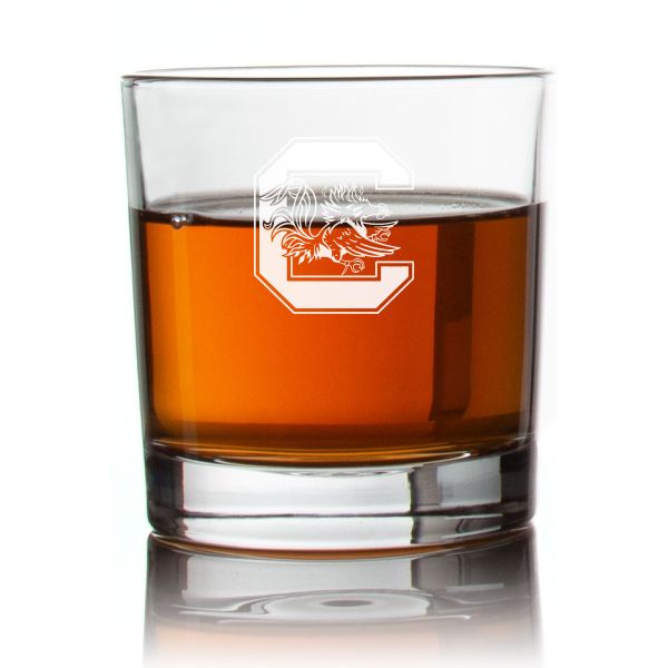Engraved South Carolina Gamecocks Logo Rocks Glass - Personalized Whiskey Glasses - Man Cave Gift Ideas - Gifts For Him - 2pcs