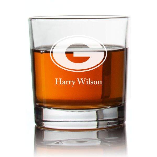Engraved University of Georgia Logo Rocks Glass - Personalized Whiskey Glasses - Man Cave Gift Ideas - Gifts For Him - 2pcs