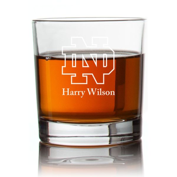 Engraved Notre Dame Rocks Glass - Personalized Whiskey Glasses - Man Cave Gift Ideas - Gifts For Him - 2pcs