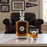 Engraved University of Mississippi - Personalized Crown Classic Decanter Set Whiskey Glasses