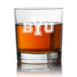 Engraved BYU Brigham Young Cougars Rocks Glass - Personalized Whiskey Glasses - Man Cave Gift Ideas - Gifts For Him - 2pcs