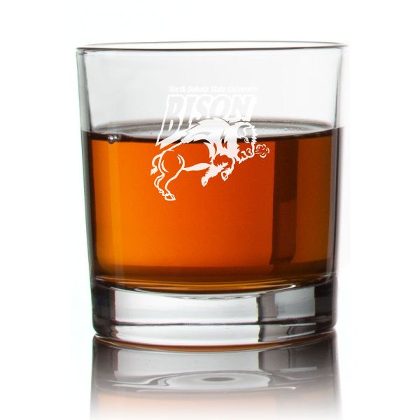 Engraved North Dakota Bison Rocks Glass - Personalized Whiskey Glasses - Man Cave Gift Ideas - Gifts For Him - 2pcs