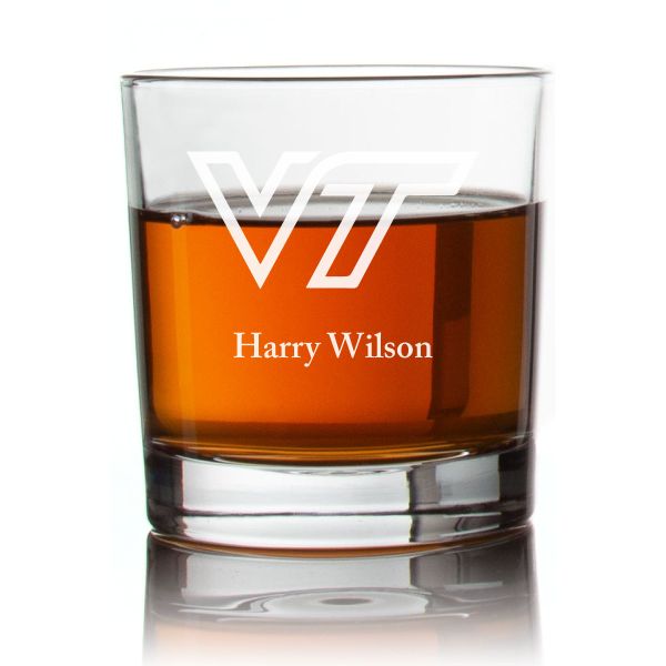 Engraved Virginia Tech Rocks Glass - Personalized Whiskey Glasses - Man Cave Gift Ideas - Gifts For Him - 2pcs