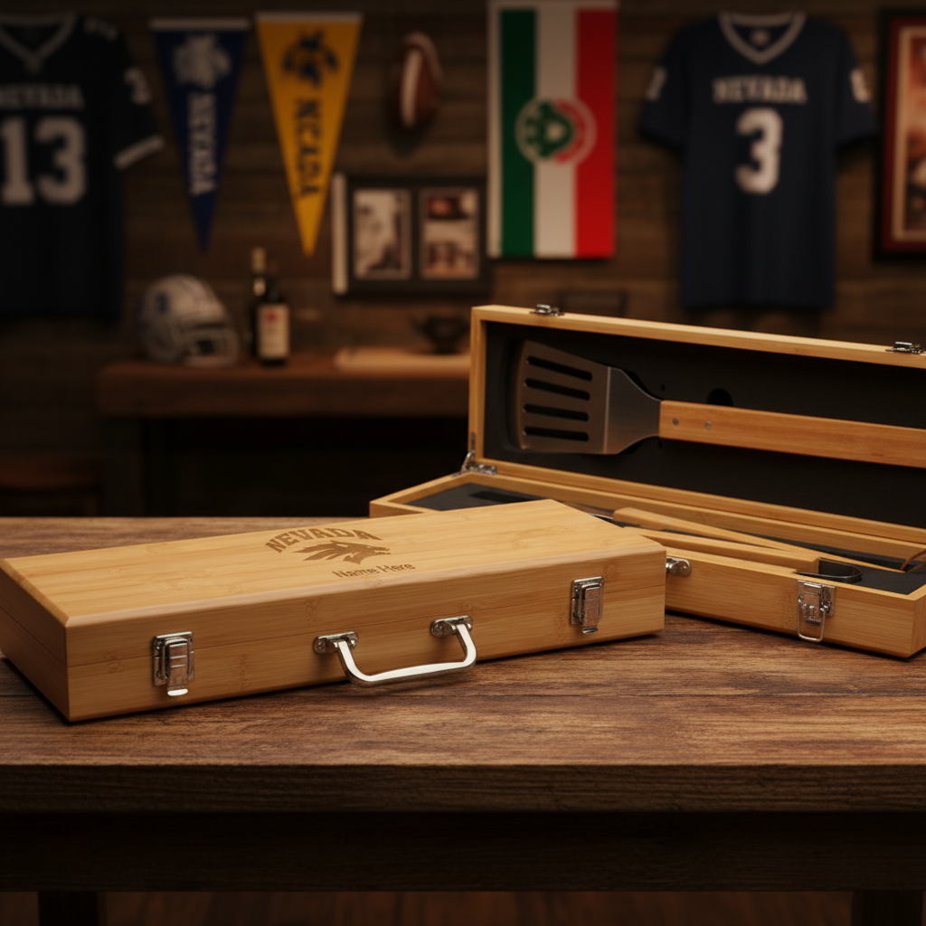 Personalized Nevada Wolf Pack Football BBQ Set - Football Fanatic Gift Ideas - Personalized BBQ Set