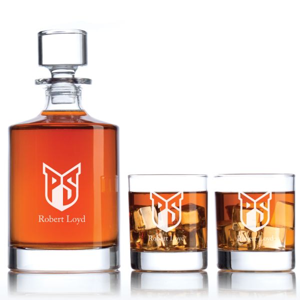 Personalized Portland State Football Decanter Set - Football Fanatic Gift Ideas - Bellagio Personalized Whiskey Decanter Set