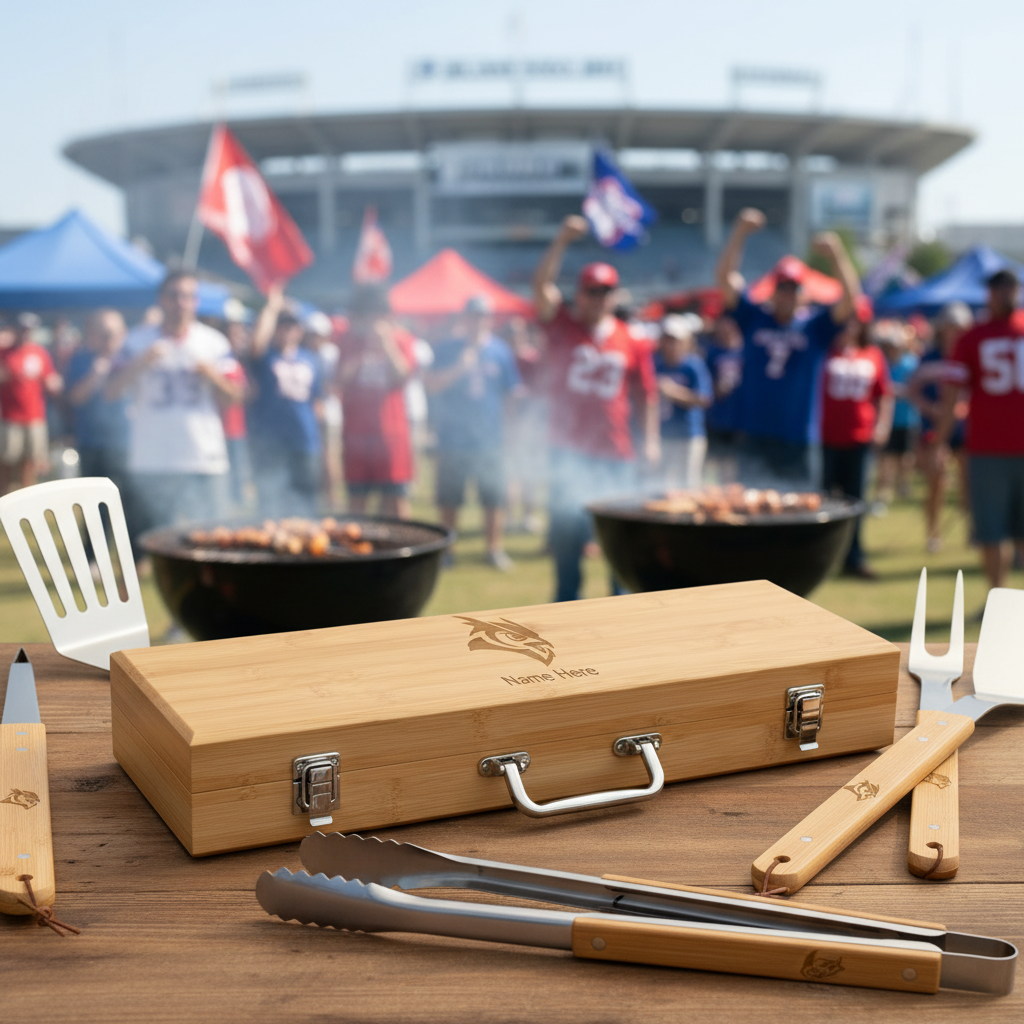 Personalized Rice Owls Football BBQ Set - Football Fanatic Gift Ideas - Personalized BBQ Set