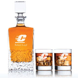 Personalized Central Michigan Chippewas University Decanter Set - Football Fanatic Gift Ideas - Excalibur Personalized Whiskey Decanter