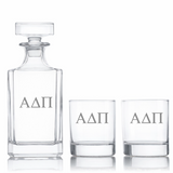 Custom Engraved Alpha Delta Pi - Personalized Classic Decanter Set with Whiskey Glasses