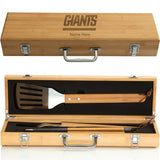 Personalized Grilling BBQ Set with Bamboo Case - Football Team Logos - NY Giants - Tailgate BBQ Tool Set - Man Cave Gifts - Gifts for Him