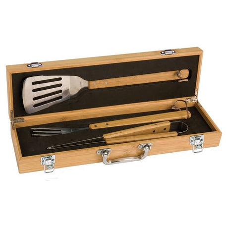 Personalized Grilling BBQ Set with Bamboo Case - Football Team Logos - ATL Falcons - Tailgate BBQ Tool Set - Man Cave Gifts - Gifts for Him