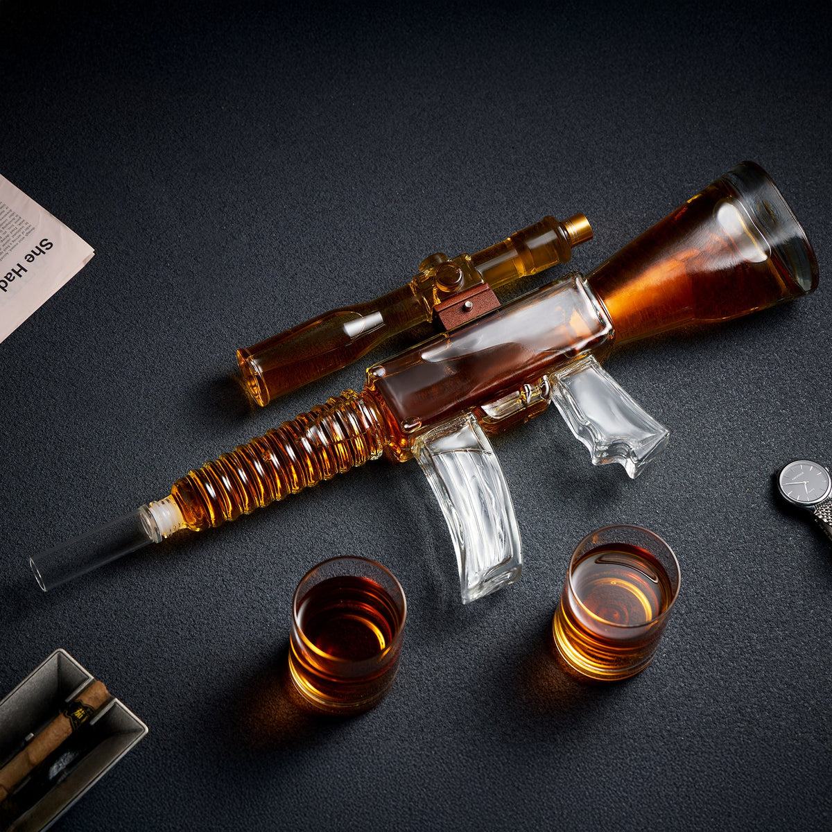 Rifle Whiskey Decanter Set with Whiskey Glasses