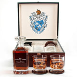 Custom Engraved Theta Xi - Personalized Whiskey Decanter Set In Cherry Wood Gift Box - Primary Fraternity Logo