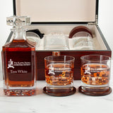 Custom Engraved Phi Kappa Sigma - Personalized Whiskey Decanter Set In Cherry Wood Gift Box - Primary Fraternity Logo