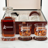 Custom Engraved Phi Kappa Sigma - Personalized Whiskey Decanter Set In Cherry Wood Gift Box - Primary Fraternity Logo