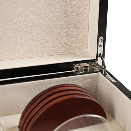 Cherry Wood Box Decanter Set With 4 Rocks Glasses