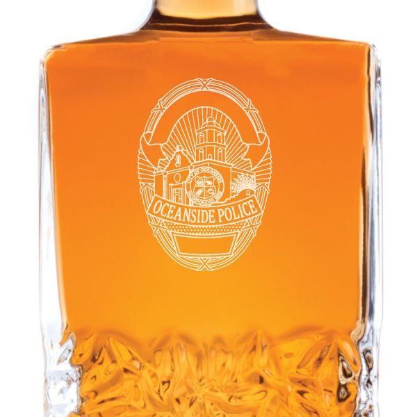 Custom Engraved Police Badges  - Personalized Excalibur Decanter Set - Oceanside CA Police Badge