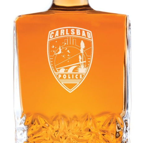 Custom Engraved Police Badges  - Personalized Excalibur Decanter Set - Carlsbad NM Police Patch