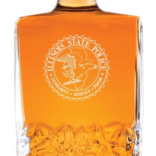 Custom Engraved Police Badges  - Personalized Excalibur Decanter Set - Illinois State Police Patch