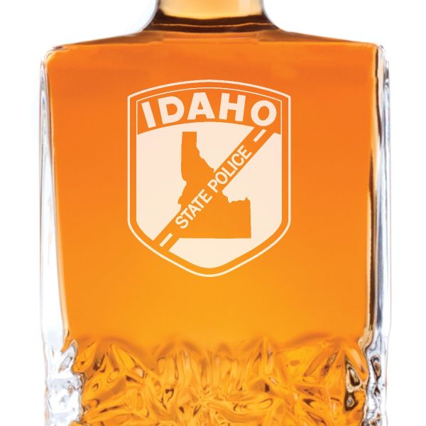 Custom Engraved Police Badges  - Personalized Excalibur Decanter Set - Idaho State Police Patch