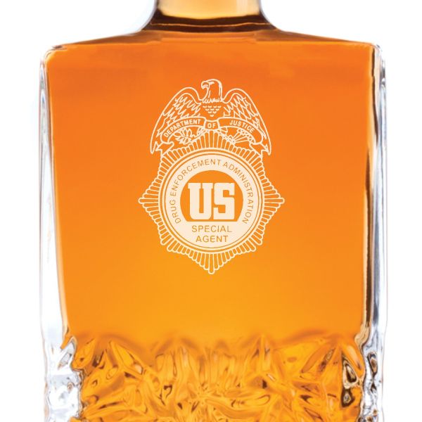 Custom Engraved Police Badges  - Personalized Excalibur Decanter Set - US DEA Badge