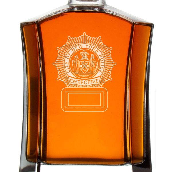 Custom Engraved Police Badges  - Custom Crown Decanter Set - City of New York Police Detective Badge