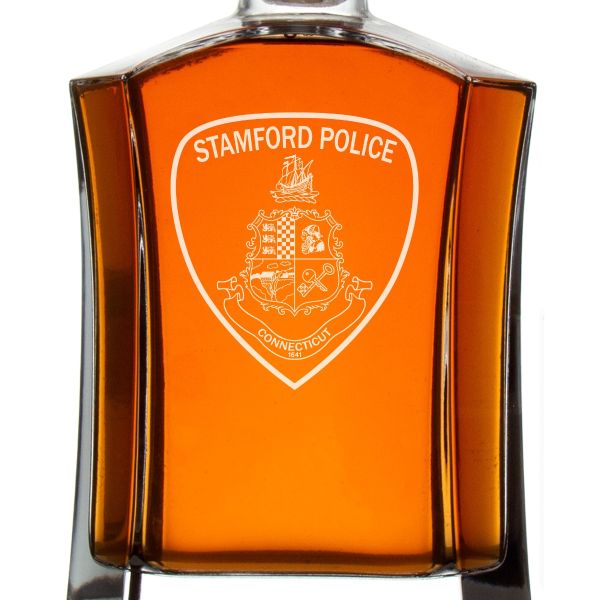 Custom Engraved Police Badges  - Custom Crown Decanter Set - Stamford CT Police Patch