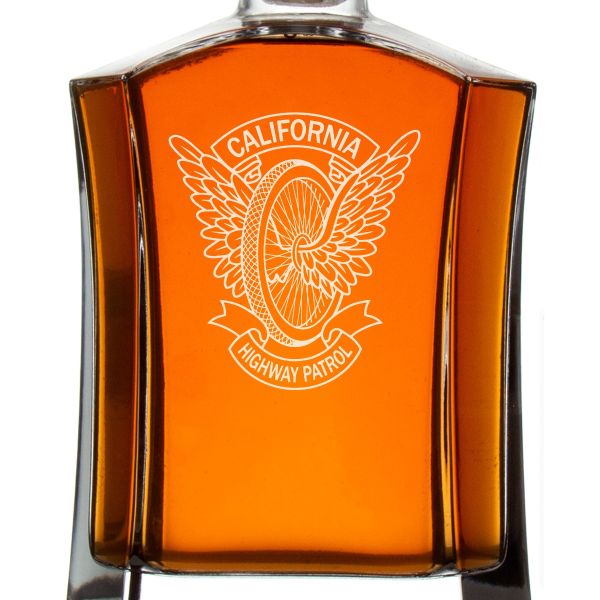 Custom Engraved Police Badges  - Custom Crown Decanter Set - California Highway Patrol Winged Wheel