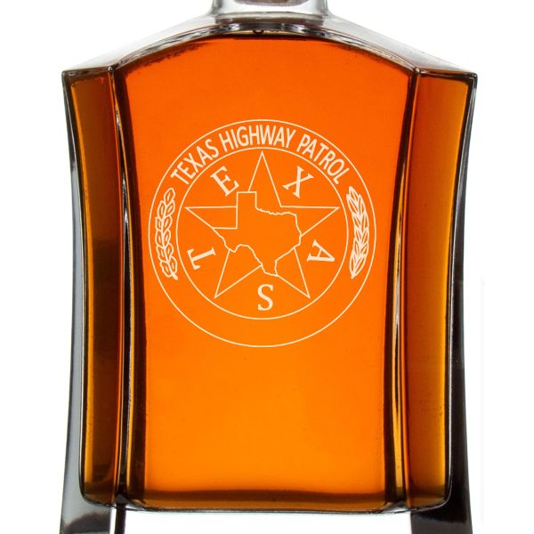 Custom Engraved Police Badges  - Custom Crown Decanter Set - Texas Highway Patrol Badge