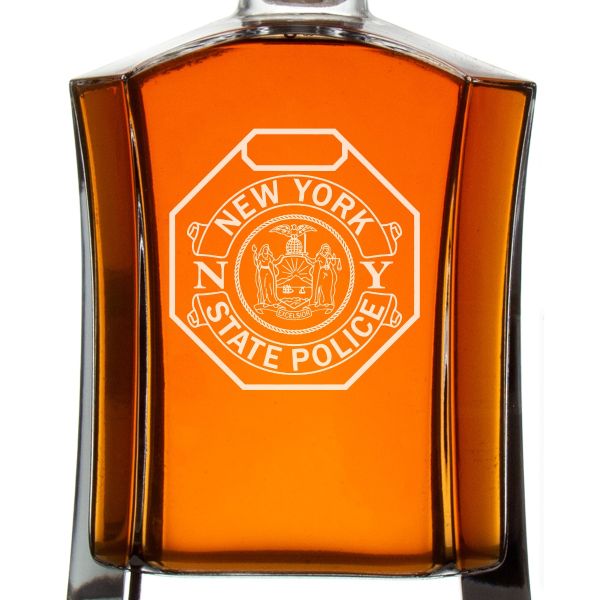 Custom Engraved Police Badges  - Custom Crown Decanter Set - New York State Police Badge