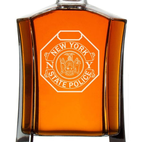 Custom Engraved Police Badges  - Custom Crown Decanter Set - New York State Police Badge