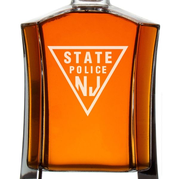 Custom Engraved Police Badges  - Custom Crown Decanter Set - New Jersey State Police Patch