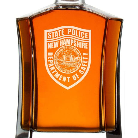 Custom Engraved Police Badges  - Custom Crown Decanter Set - State Police New Hampshire Patch