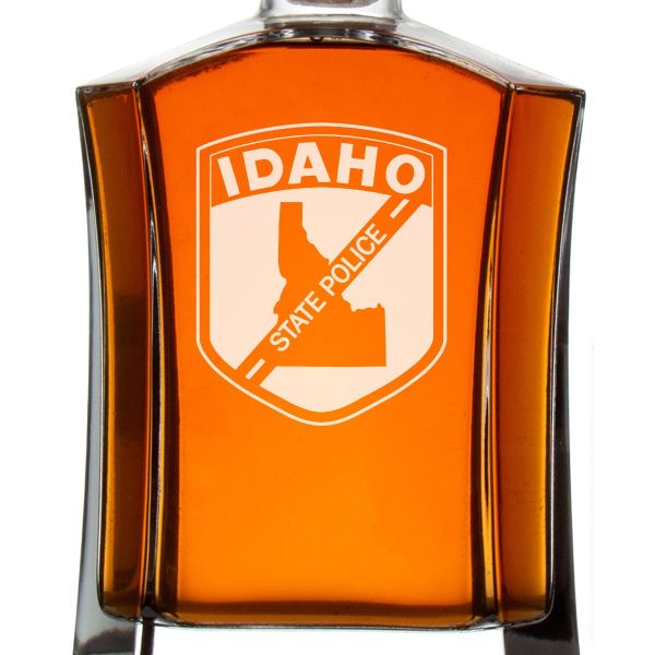 Custom Engraved Police Badges  - Custom Crown Decanter Set - Idaho State Police Patch