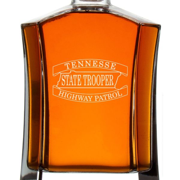 Custom Engraved Police Badges  - Custom Crown Decanter Set - Tennessee State Trooper Highway Patrol Patch