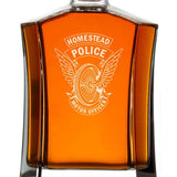 Custom Engraved Police Badges  - Custom Crown Decanter Set - Homestead Police Winged Wheel