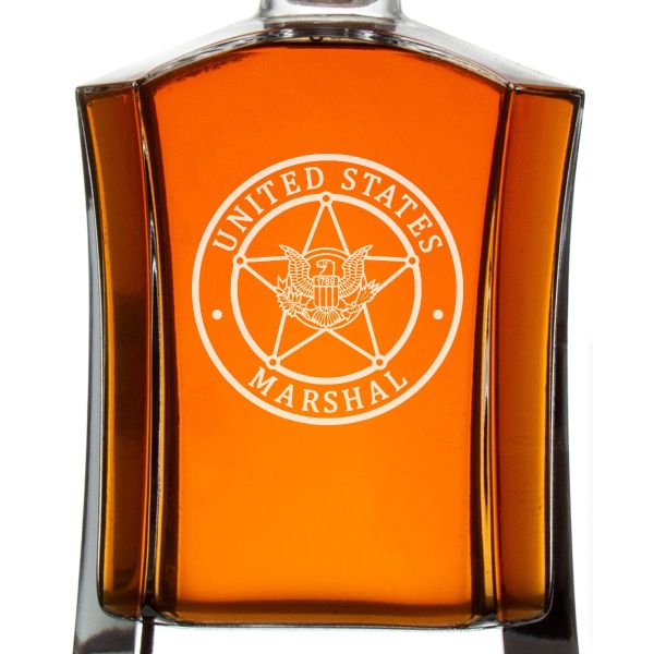 Custom Engraved Police Badges  - Custom Crown Decanter Set - United States Marshal Badge