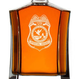 Custom Engraved Police Badges  - Custom Crown Decanter Set - Dept of Interior US Fish and Wildlife Service
