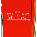 Custom Engraved Fancy Scroll - Personalized Whiskey Decanter In Wood Gift Box