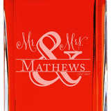 Custom Engraved Block Style Ampersand  - Personalized Whiskey Decanter In Wood Gift Box