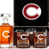 Customized Engraved Dark Brown Wood Box Decanter Set With Rocks Glasses - NCAA Colgate Raiders