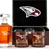 Customized Engraved Dark Brown Wood Box Decanter Set With Rocks Glasses - NCAA North Carolina Central Eagles