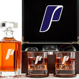 Customized Engraved Dark Brown Wood Box Decanter Set With Rocks Glasses - NCAA Portland Pilots
