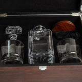 Customized Engraved Dark Brown Wood Box Decanter Set With Rocks Glasses - NFL Green Bay Packers